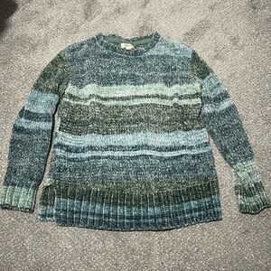 Style&Co Green Striped Chenille Pullover Sweater